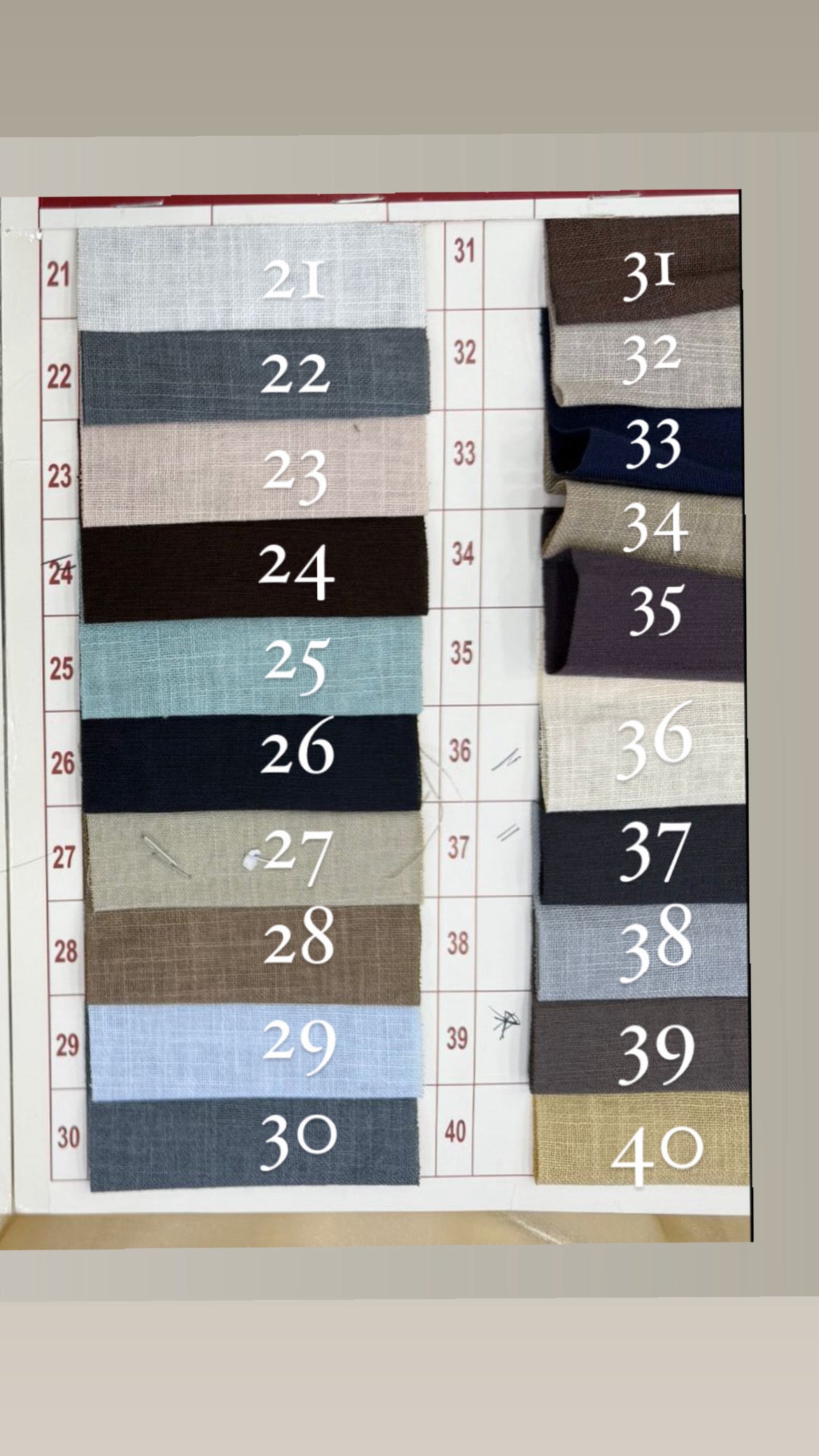 01 colors from 30 - 40