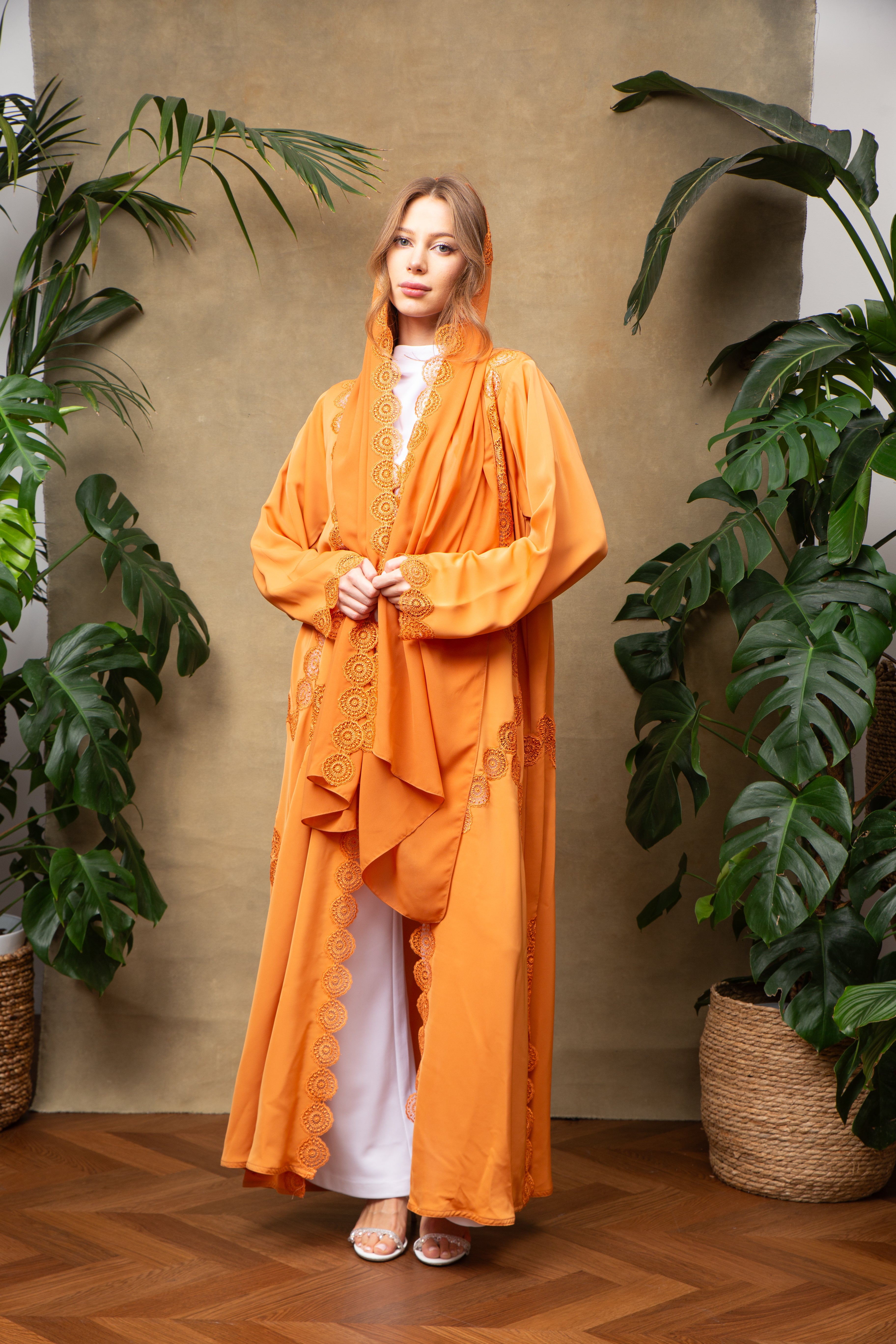 Elise in Citrus Lace Abaya