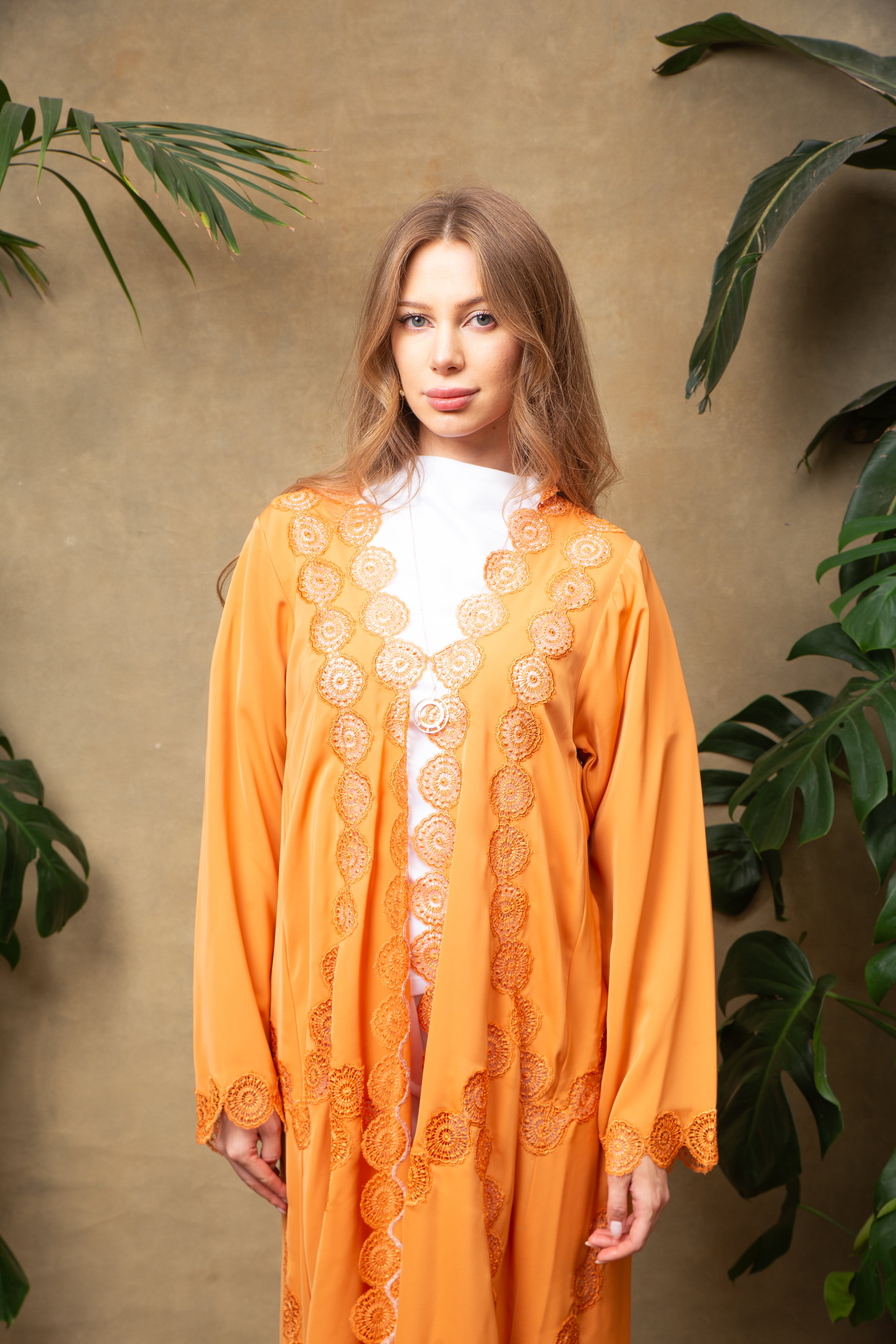 Elise in Citrus Lace Abaya