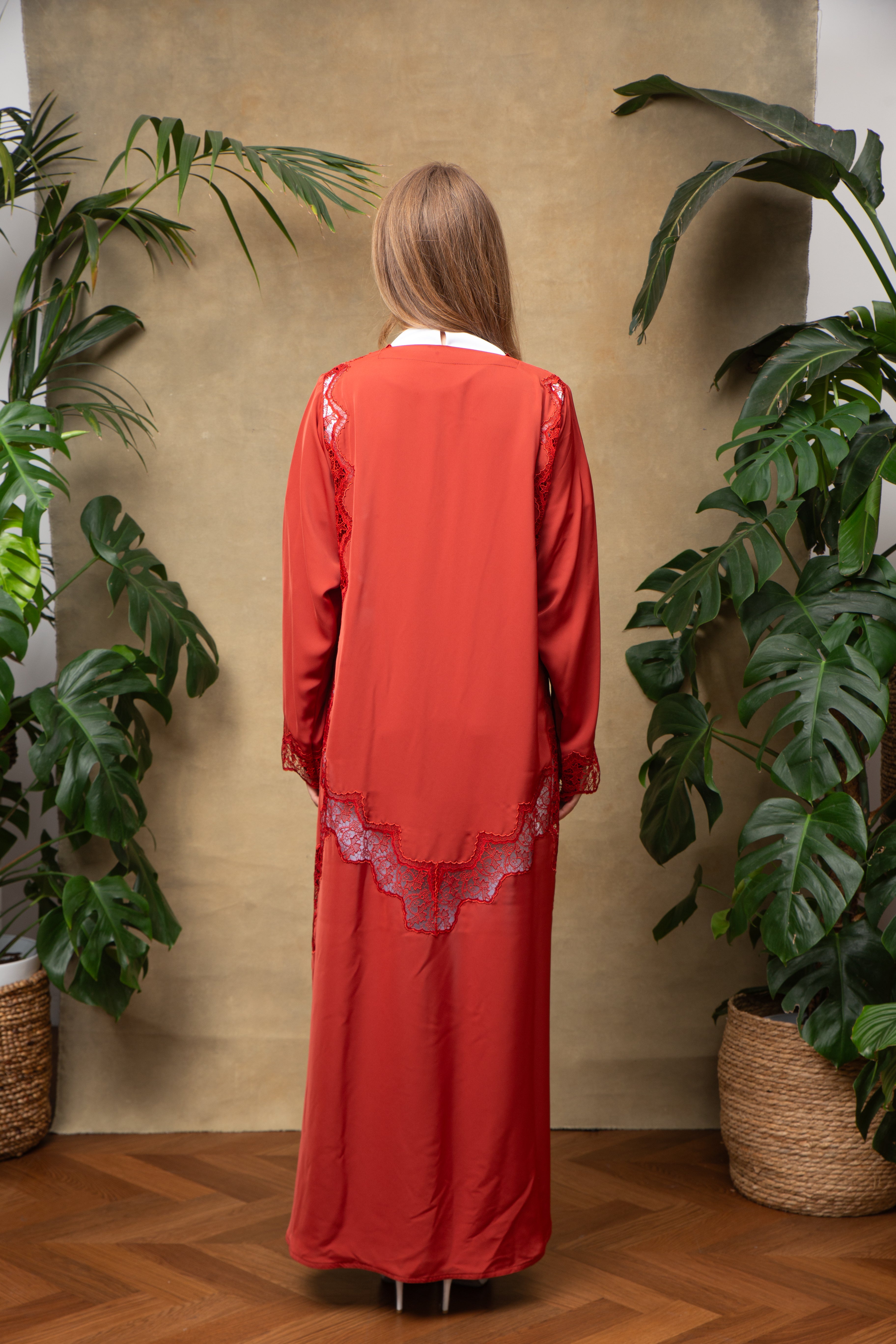 Colette in Amber Lace Abaya
