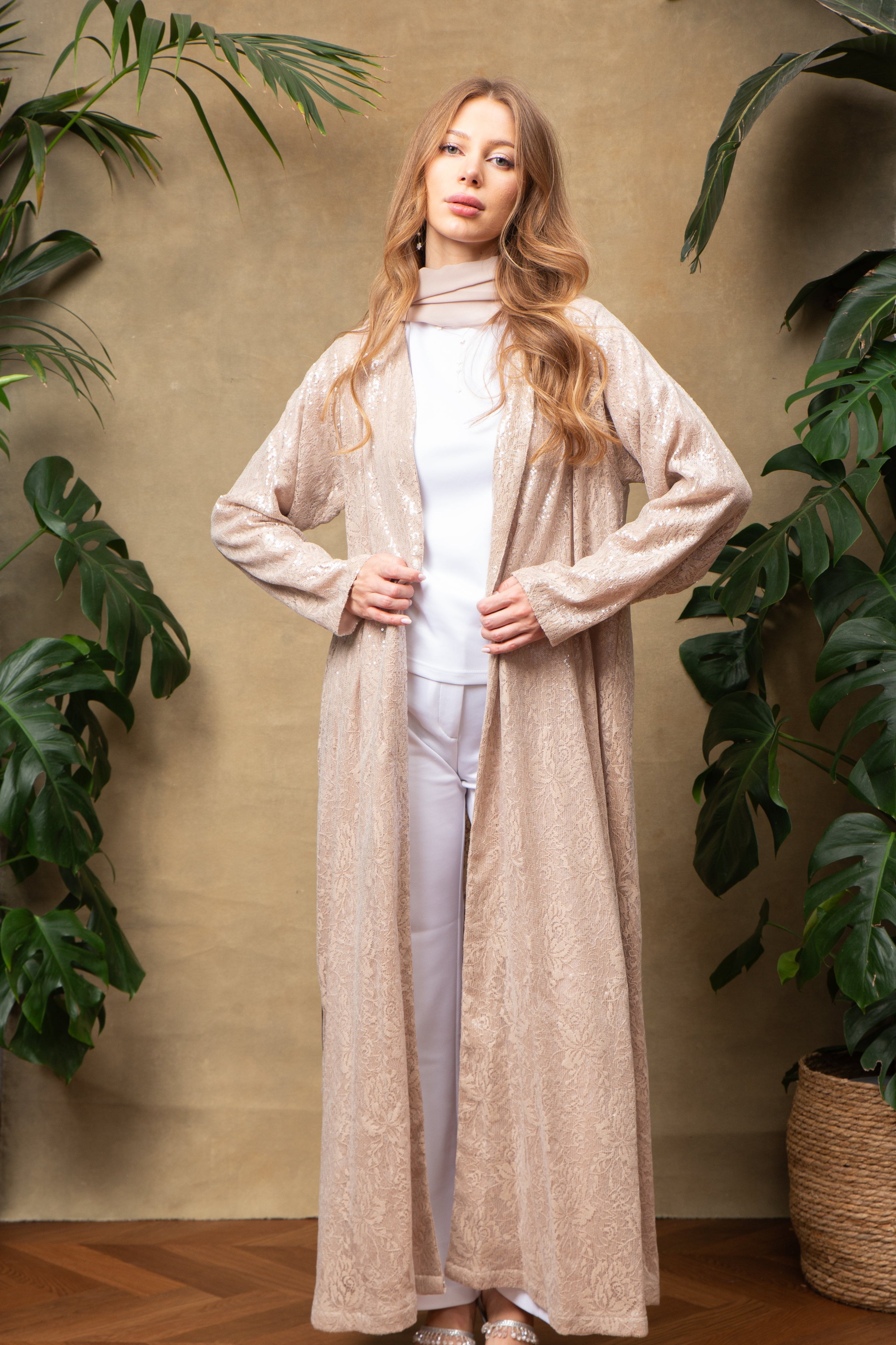 Lina in Champagne Abaya