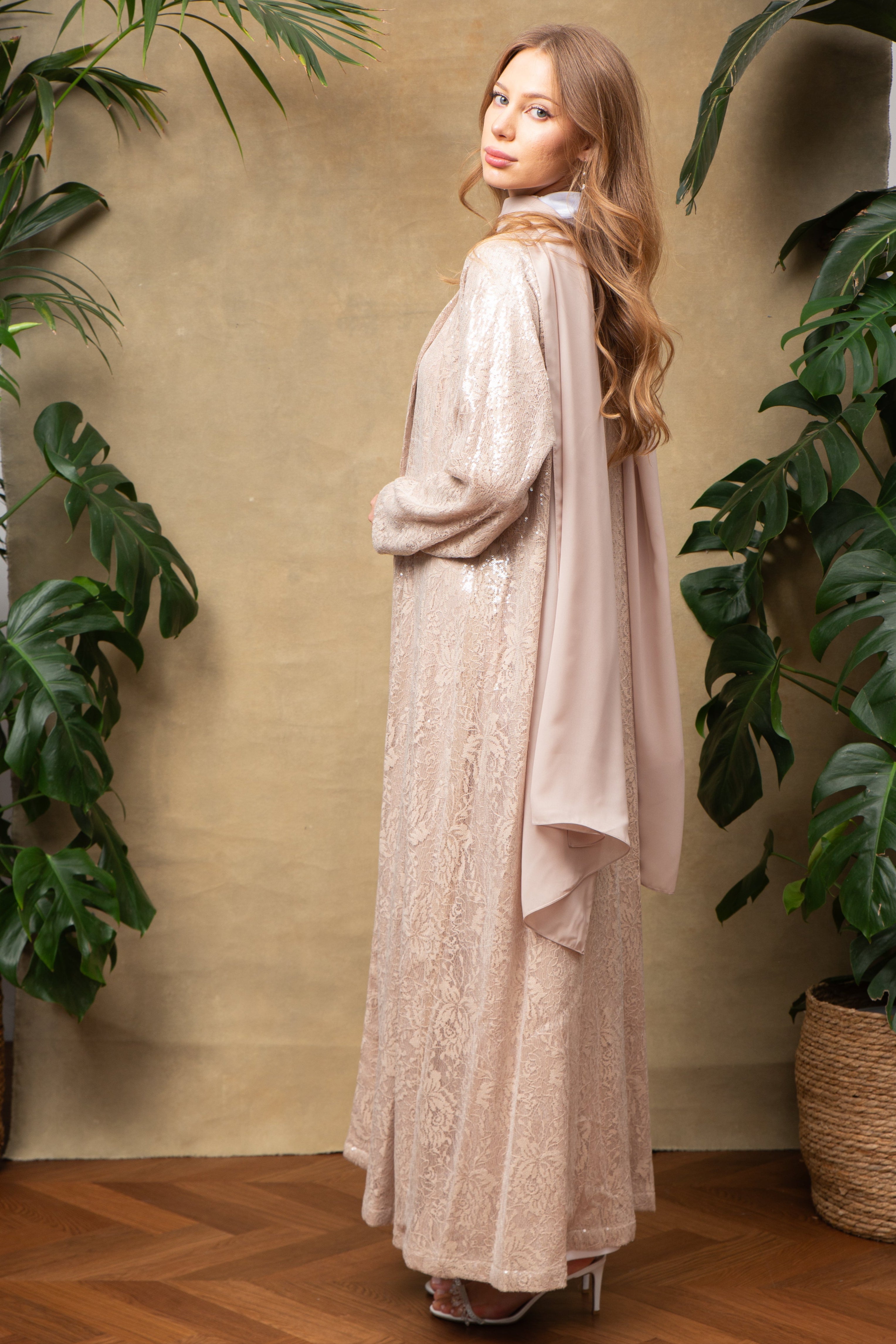 Lina in Champagne Abaya