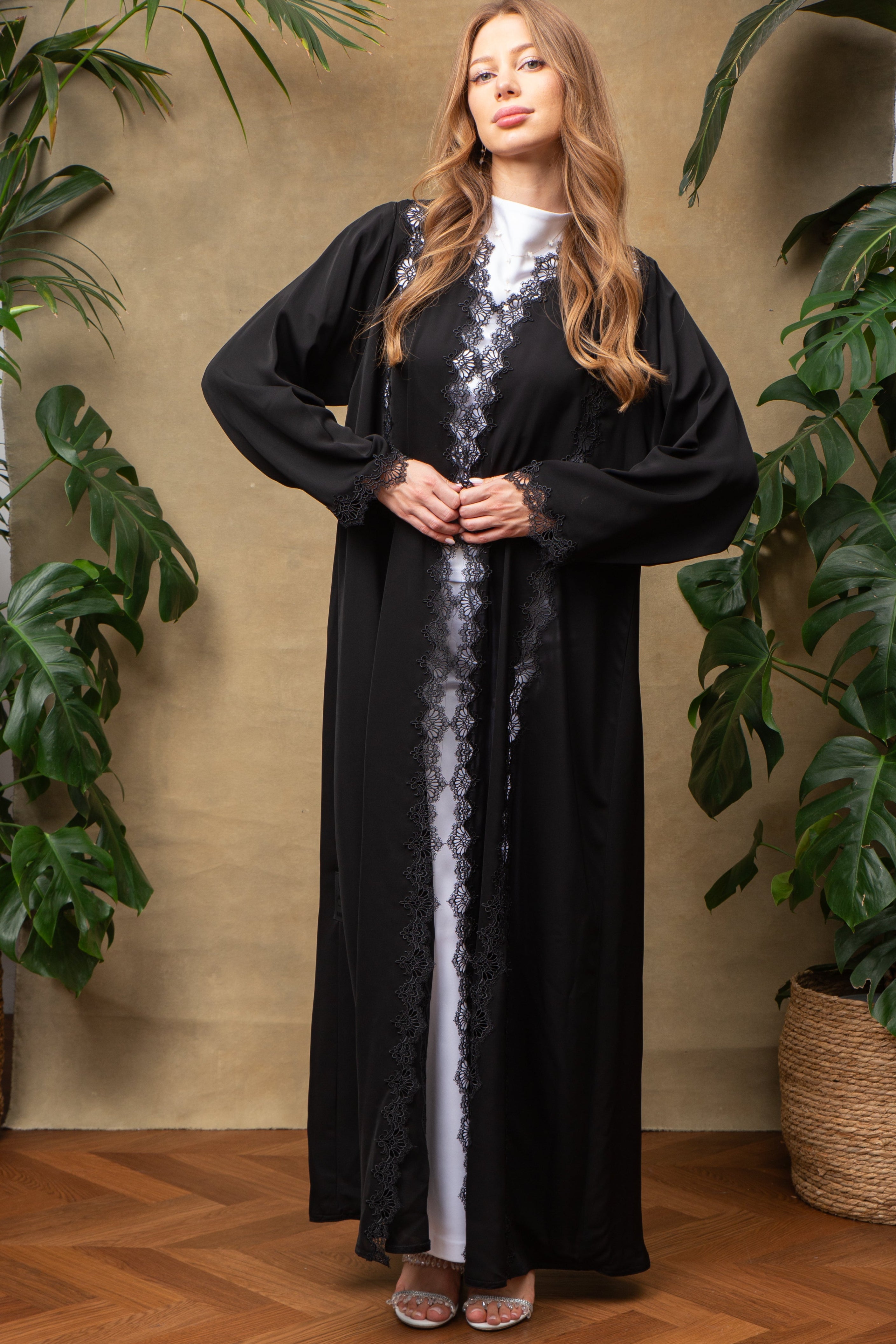 Amelia in Noir Lace Abaya