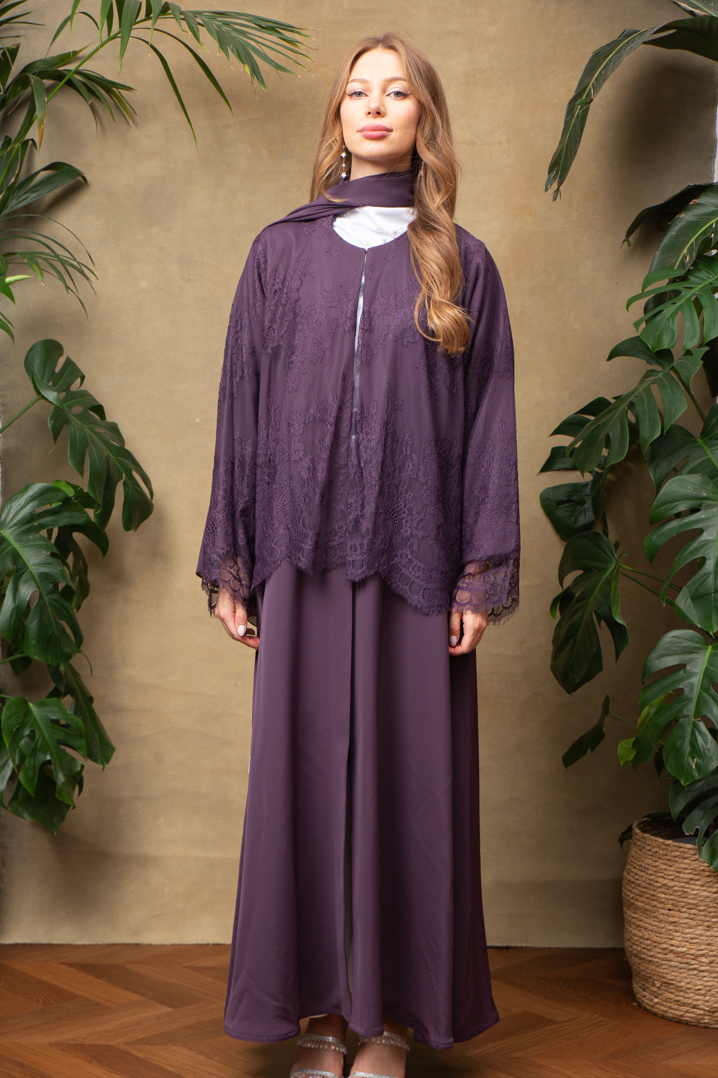 Vivienne in Orchid Lace Abaya