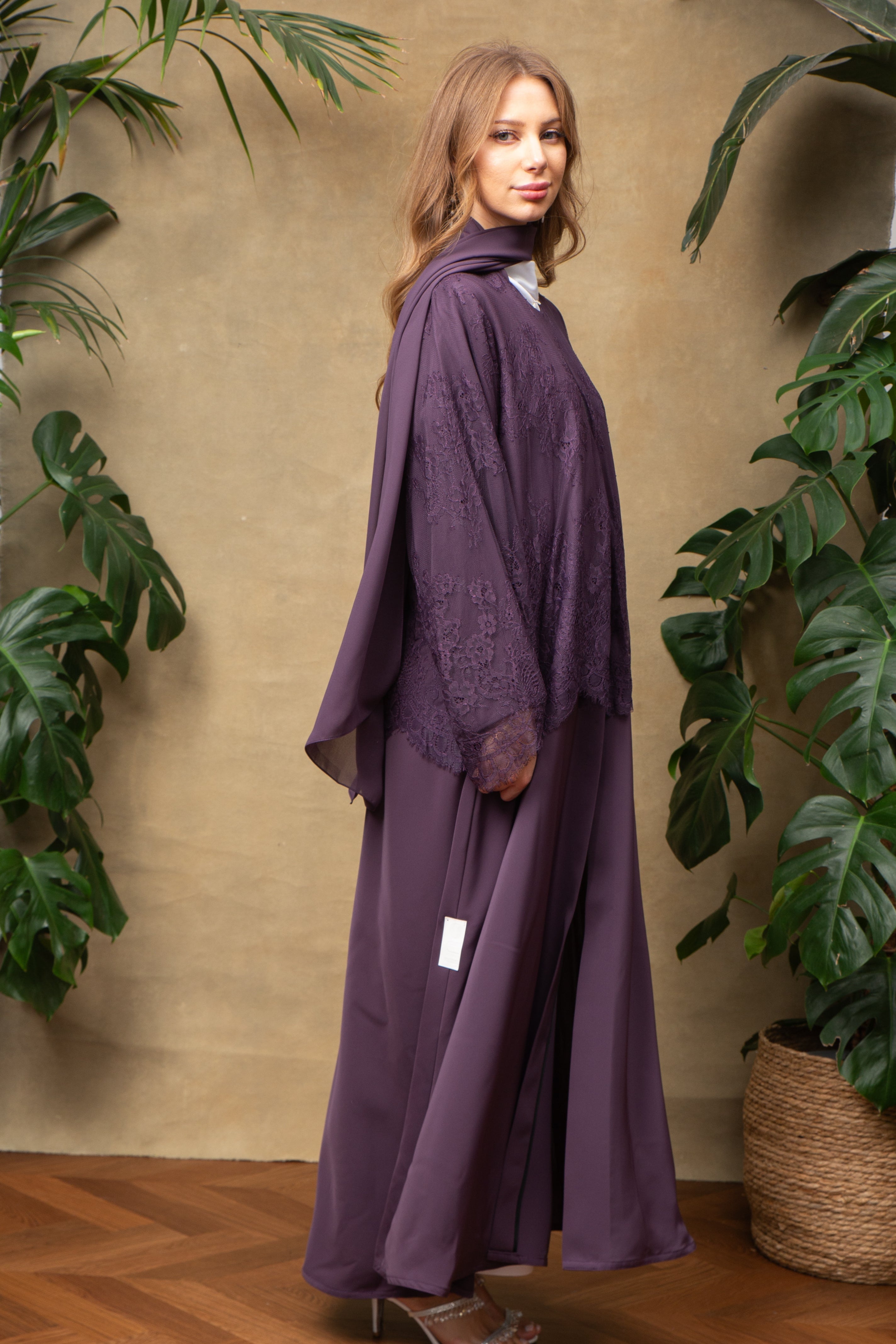 Vivienne in Orchid Lace Abaya