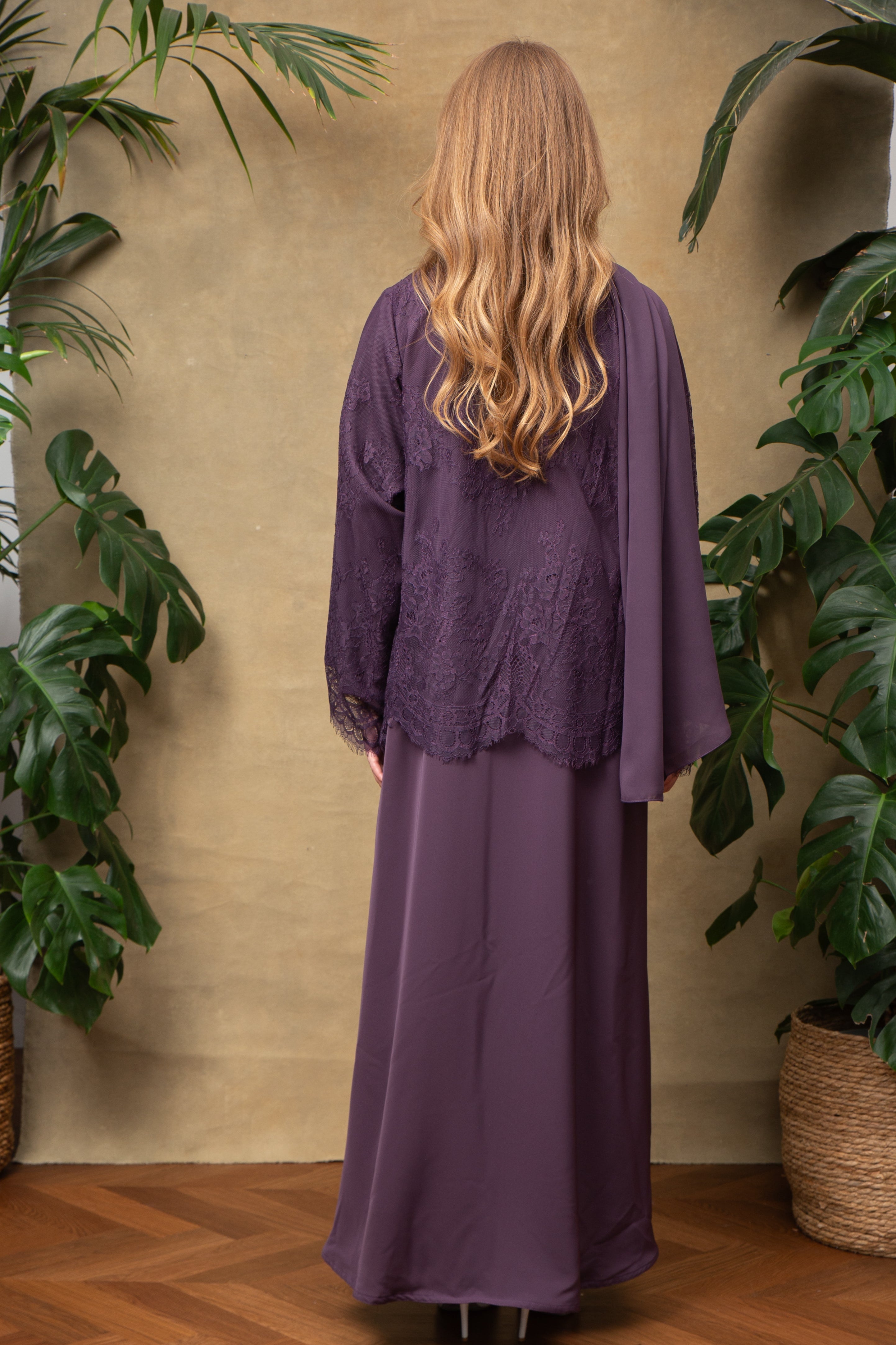 Vivienne in Orchid Lace Abaya