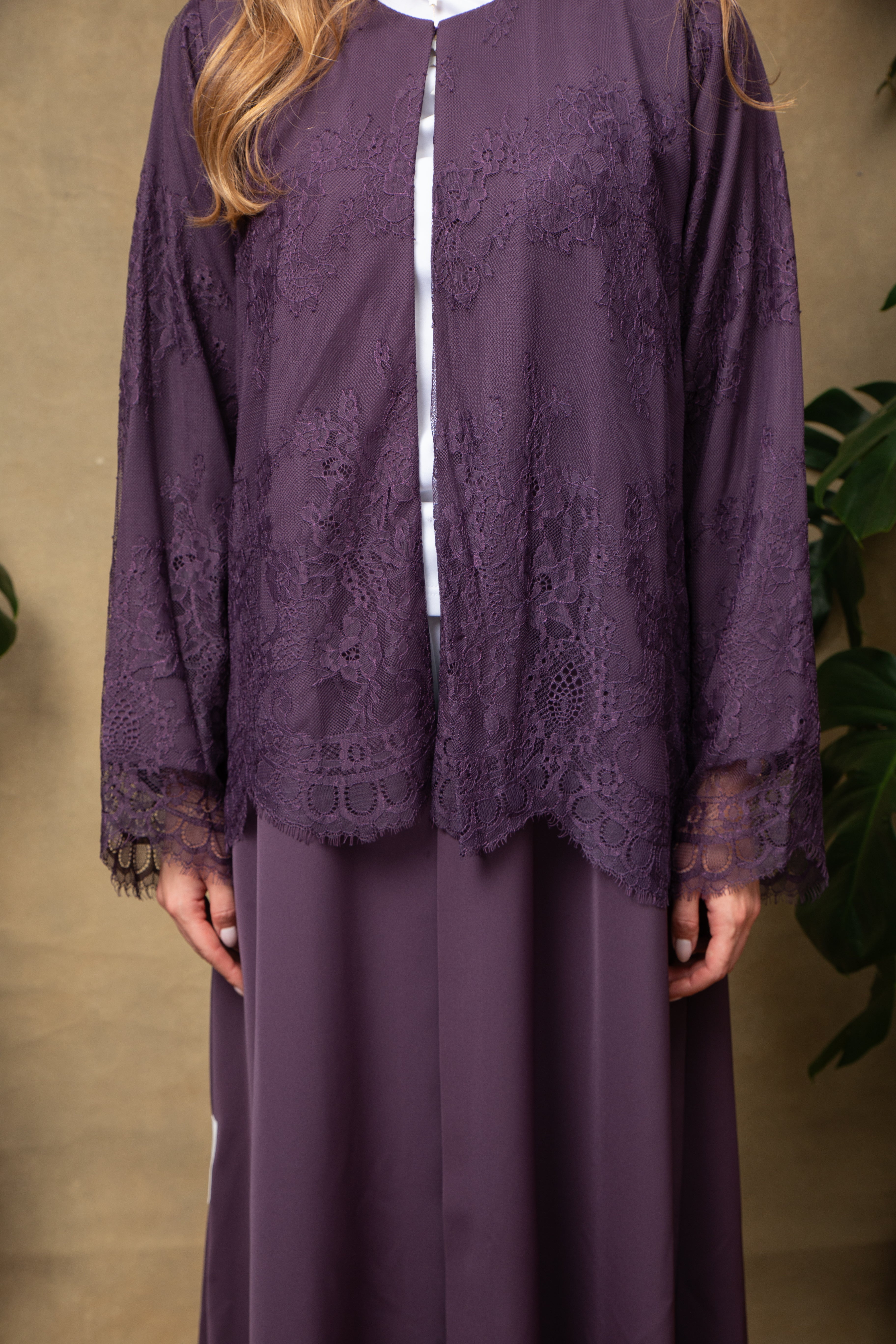 Vivienne in Orchid Lace Abaya