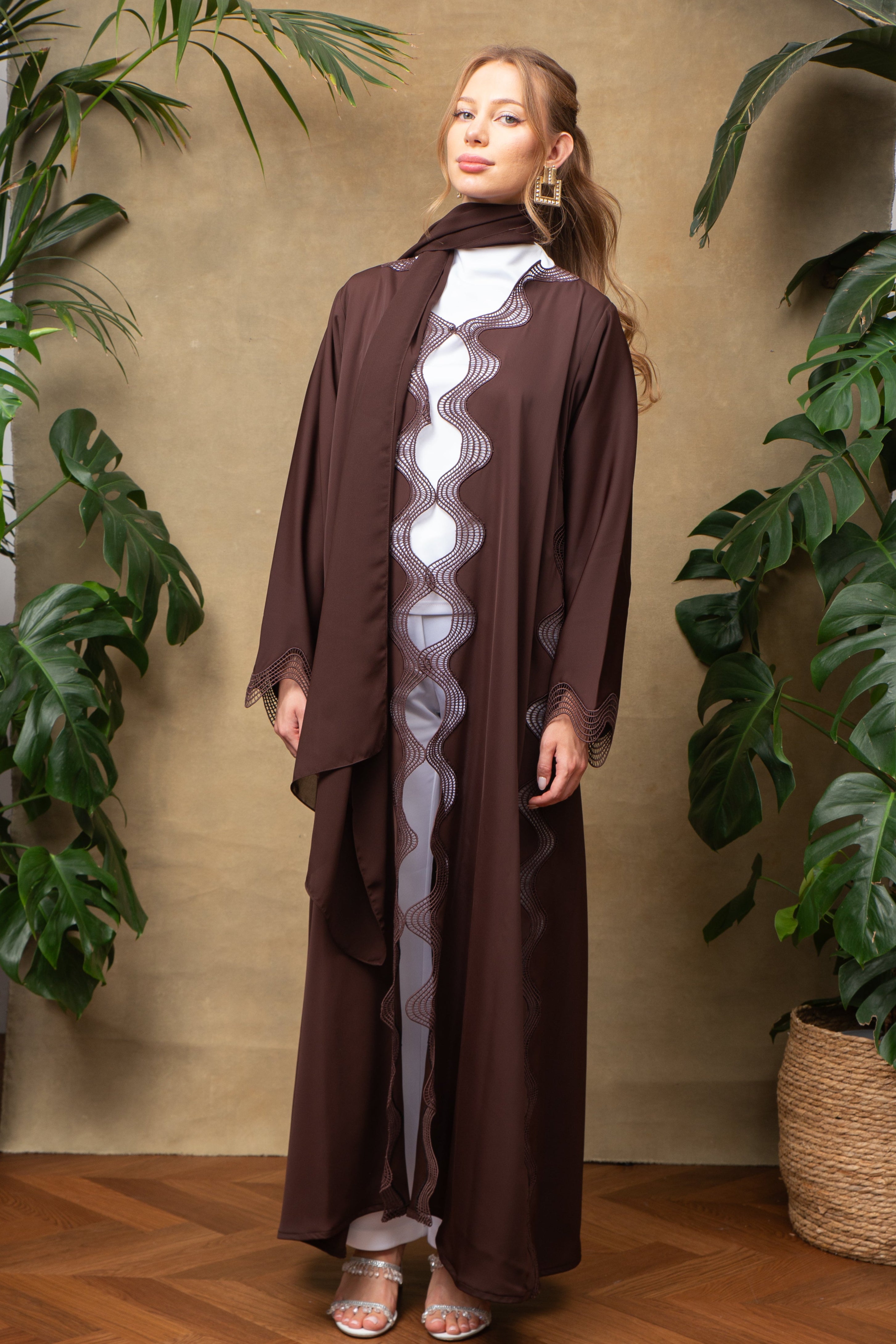Celeste in Cocoa Lace Abaya
