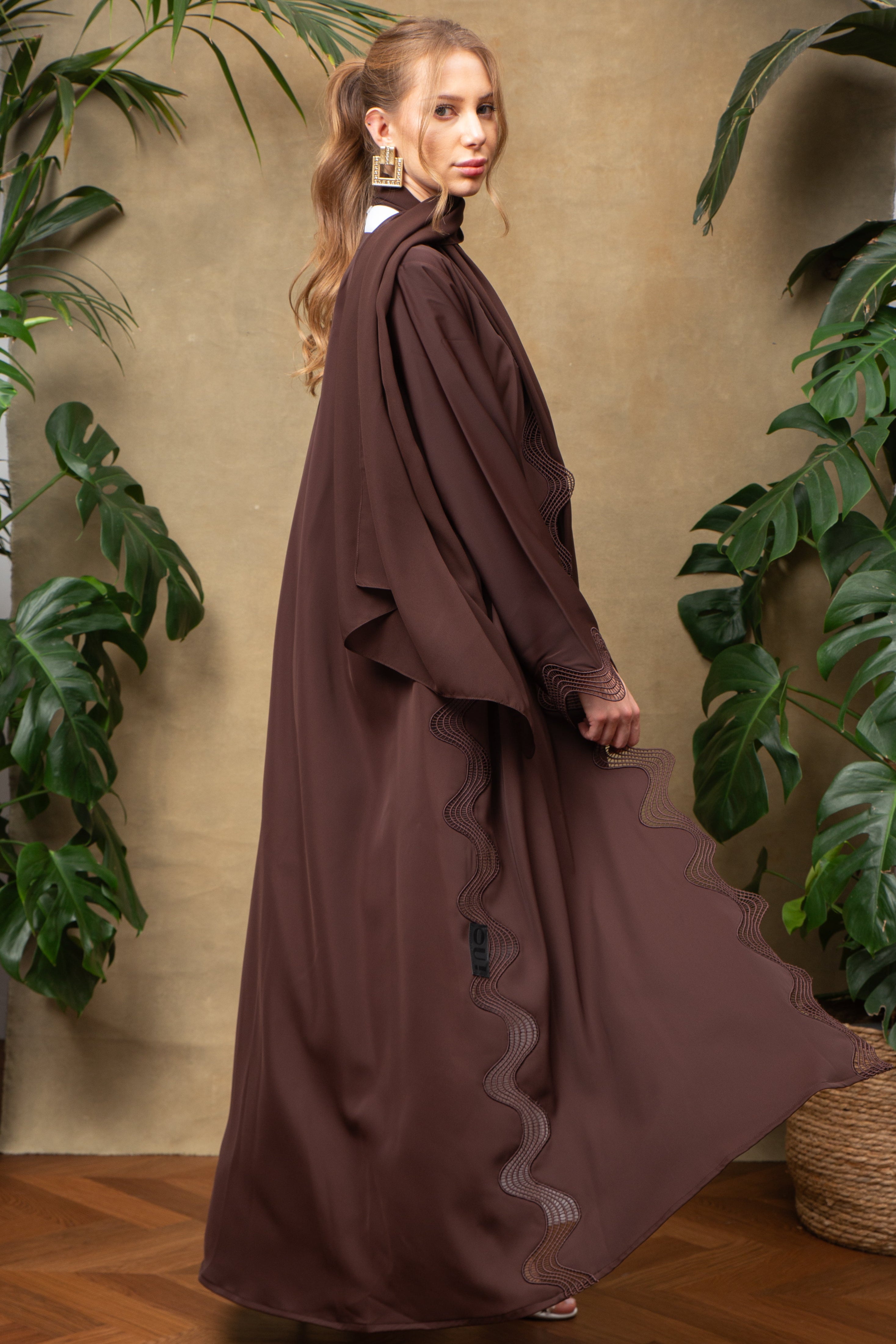 Celeste in Cocoa Lace Abaya