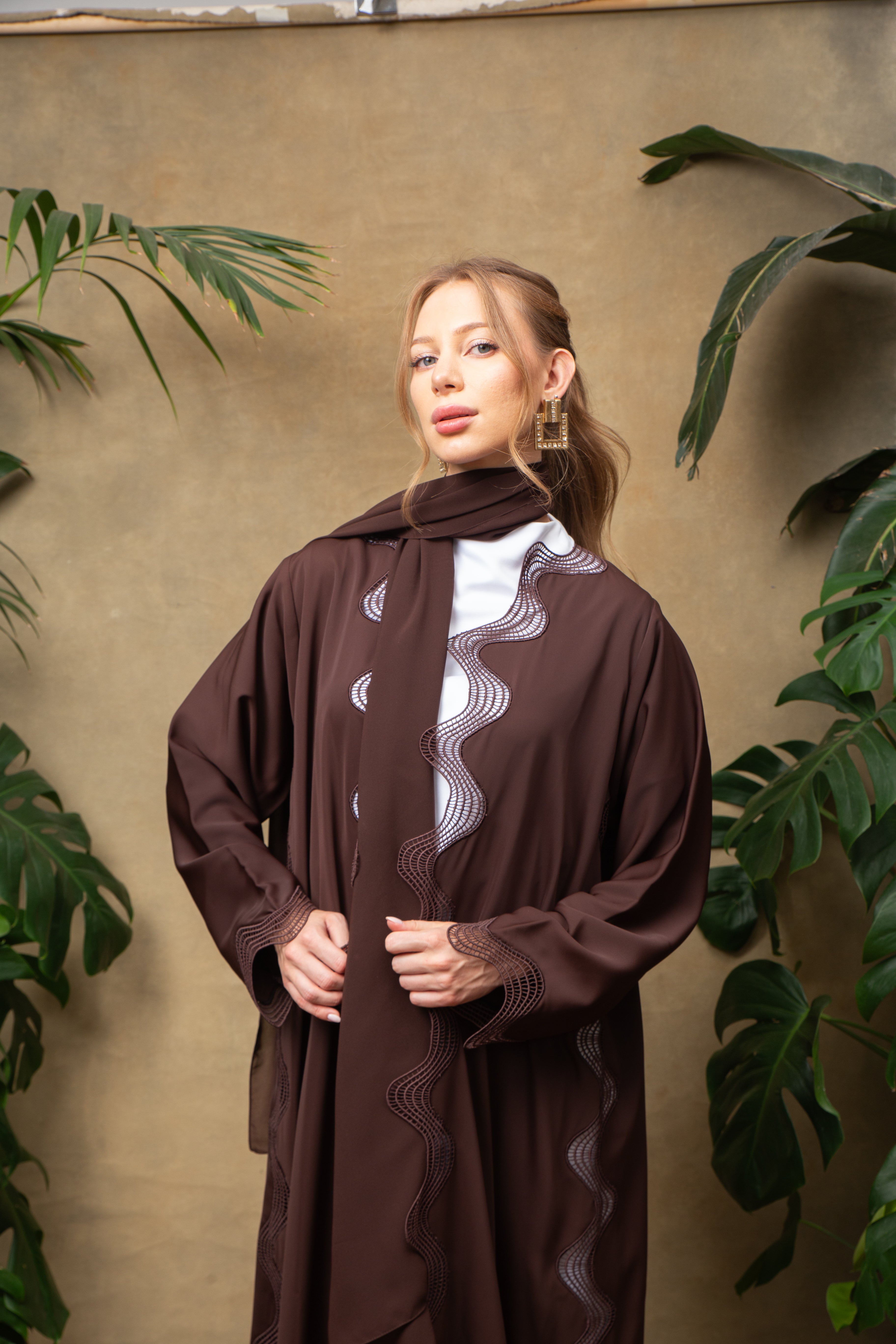 Celeste in Cocoa Lace Abaya