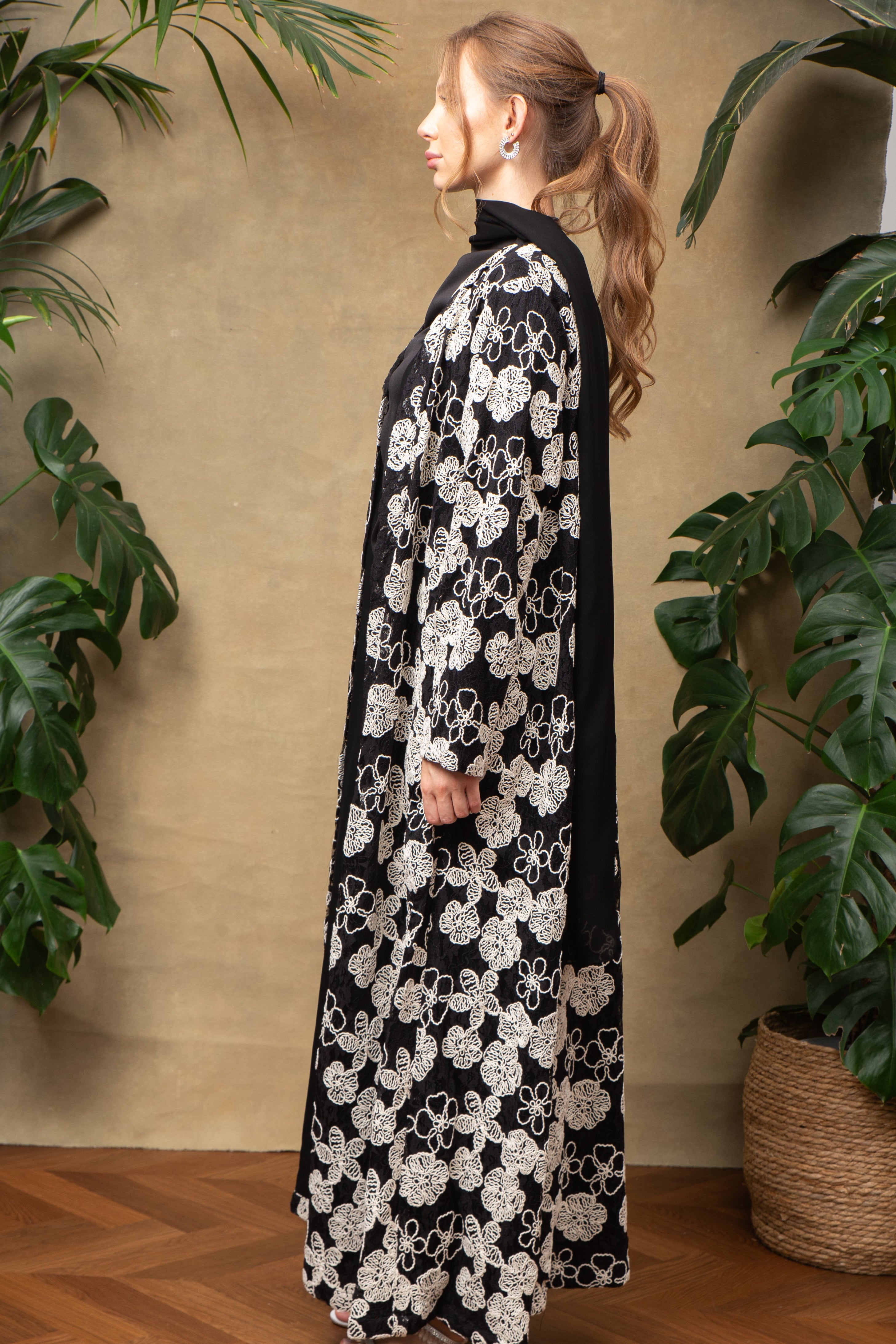 Blossom in black Abaya