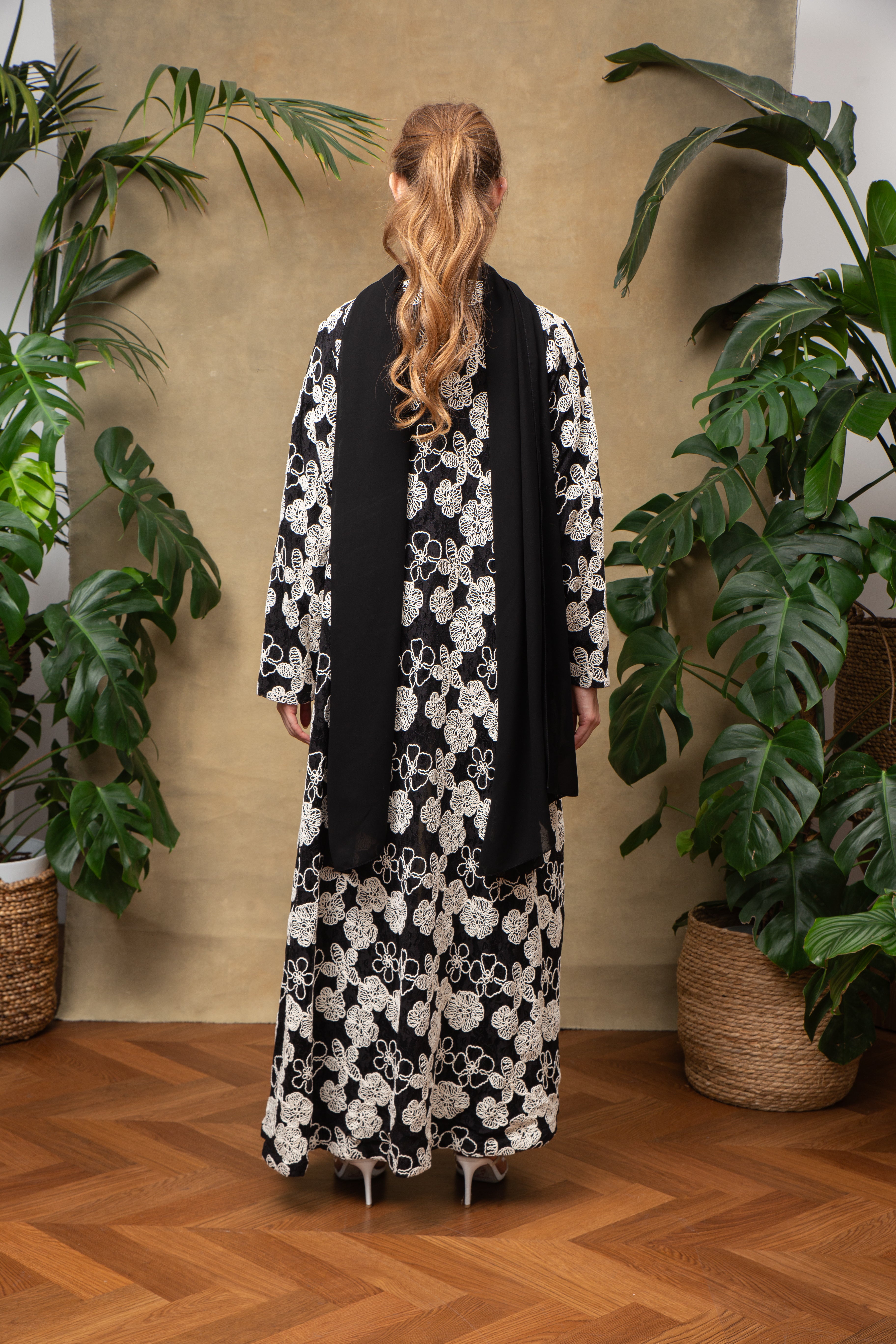 Blossom in black Abaya